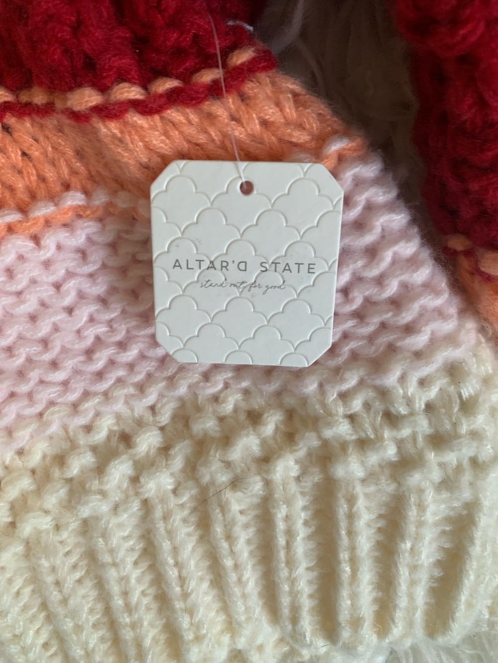 NWT Altar'd State Hollis Chunky Knit Sweater Pink Blue Size Medium - Picture 6 of 9